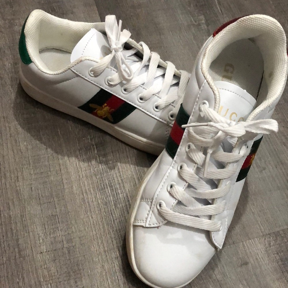Faux fancy white sneakers